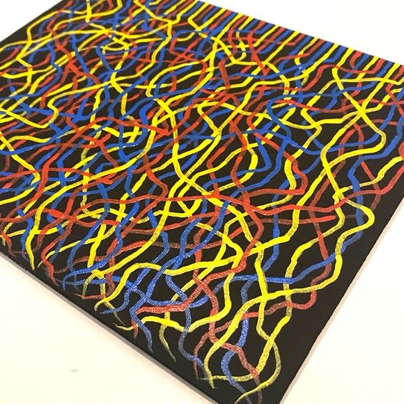 Mycelium Network / Collective Consciousness Painting- Red Yellow Blue and Black - Picture 6 of 10